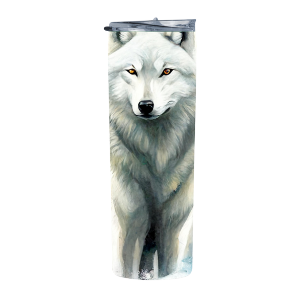 White Big Wolf 20 Oz Straight Skinny Tumbler 009