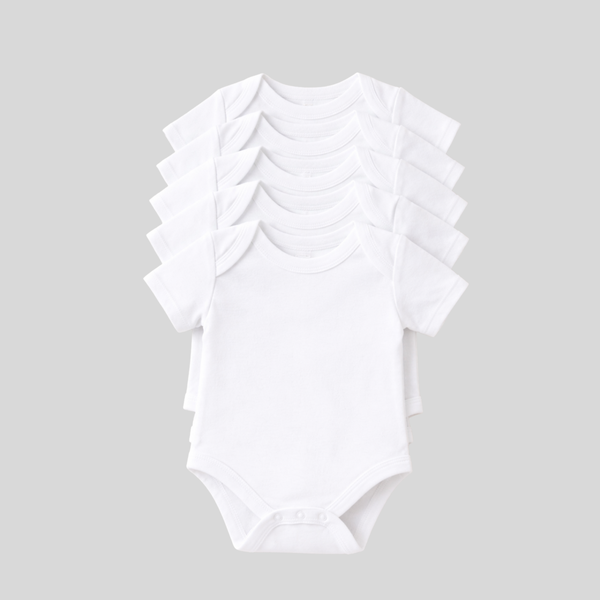 Short Sleeve White Envelope Onesies - 100% Cotton 5pack