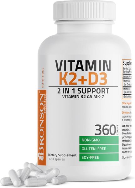 Bronson Vitamin D3 5000 IU with K2 90mcg - 1 Year Supply (360 Servings)