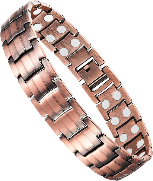 Men's 99.9% Pure Copper Magnetic Bracelet - Adjustable Fit with 3500 Gauss