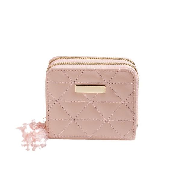 Fur Ball Double Layer Diamond Short Wallet