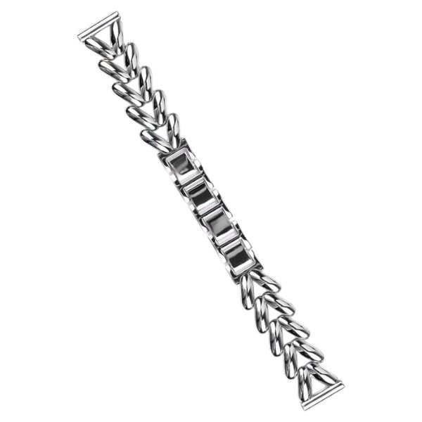 Stainless Steel Link Design Compatible With Apple Watch Strap With Secure Clasp - Silver