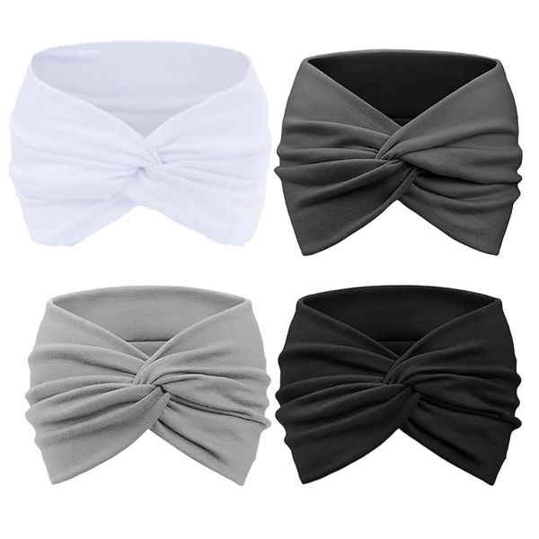 4 Pack Women's Hair Band, Wide Elastic Headband Yoga Sports Hair Accessory