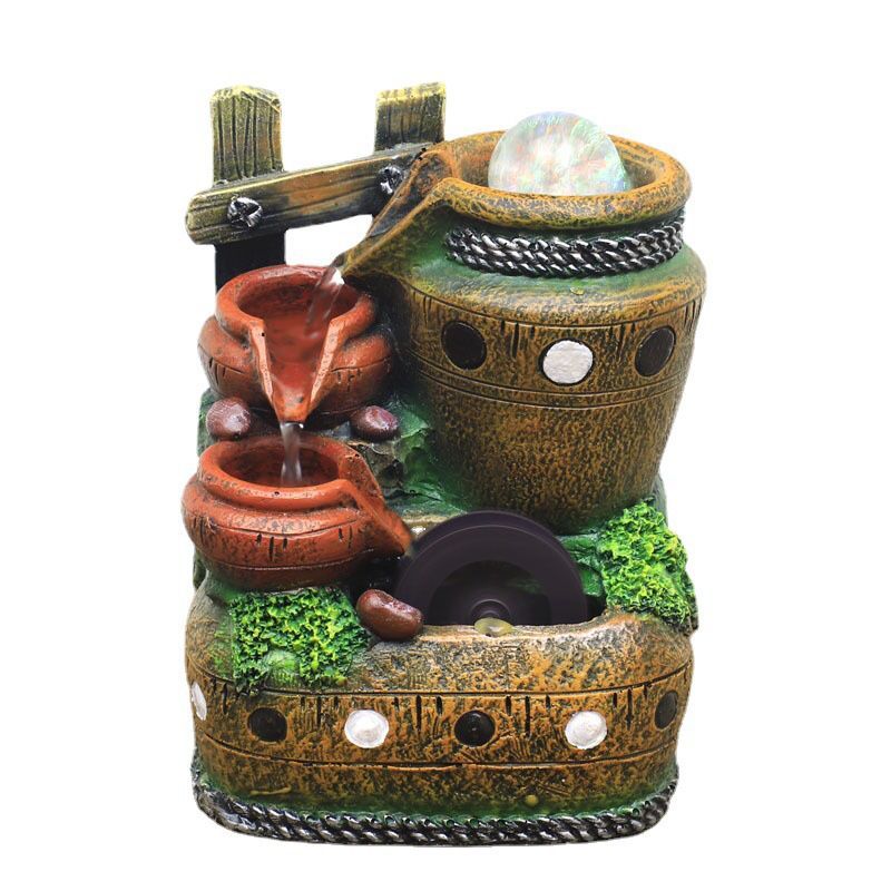 Small Resin Rockery Waterscape Water Fountain Humidifier With Rolling