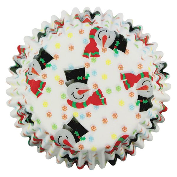 100 Pack Smiley Snowman Mini Cupcake Baking Cases Holders