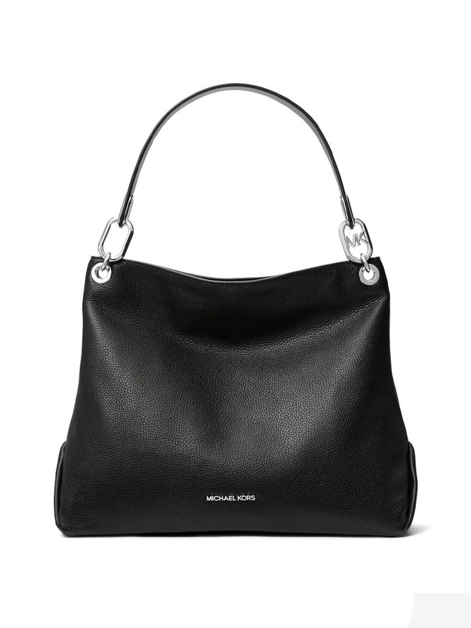 Michael Kors Trisha Large Pebbled Leather Hobo Shoulder Bag Black | Buy ...