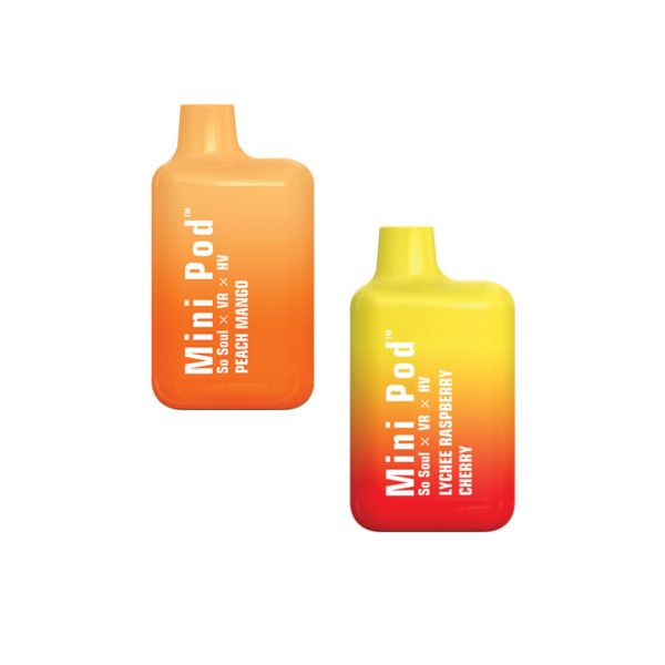 Disposable Vape Mini Pod - Peach Mango &amp; LycheeRaspberry Cherry - 2 Pack