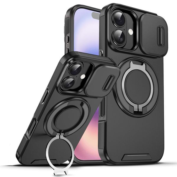 Phone Case Compatible with iPhone 17, Rotate Ring, Camera Cover