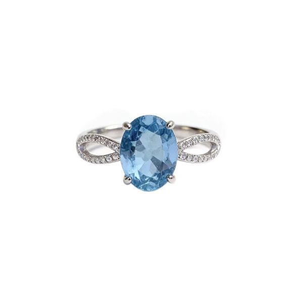 S925 Sterling Silver Topaz Bow Ring Open Band