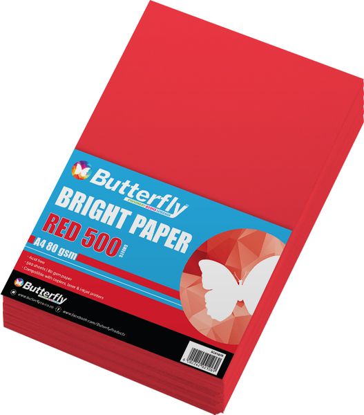 Butterfly A4 Bright Paper - 80Gm - Red