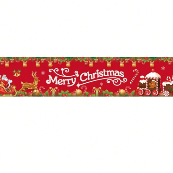 1Pc Merry Christmas Banner, Hanging Banner With Santa Claus