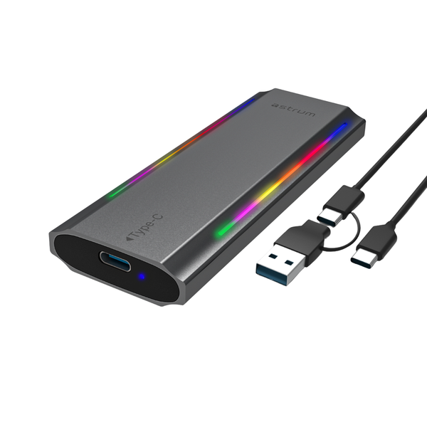 Astrum NVMe M.2 SSD PCIe &amp; NGFF Enclosure, RGB, 10 Gbps Speed - ENP4310G