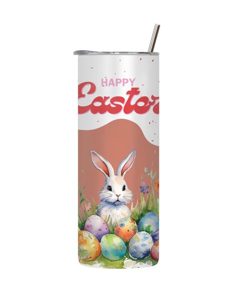 Dusty Pink 20 Oz Tumbler with Lid Straw Easter Graphic Design Present 086