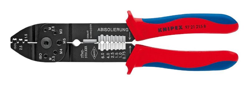 Knipex (97 21 215 B) Combination Plier, Crimping, 3 Position, 230mm
