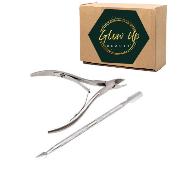 Glow Up Nail Cuticle Pusher and Cuticle Cutter Set