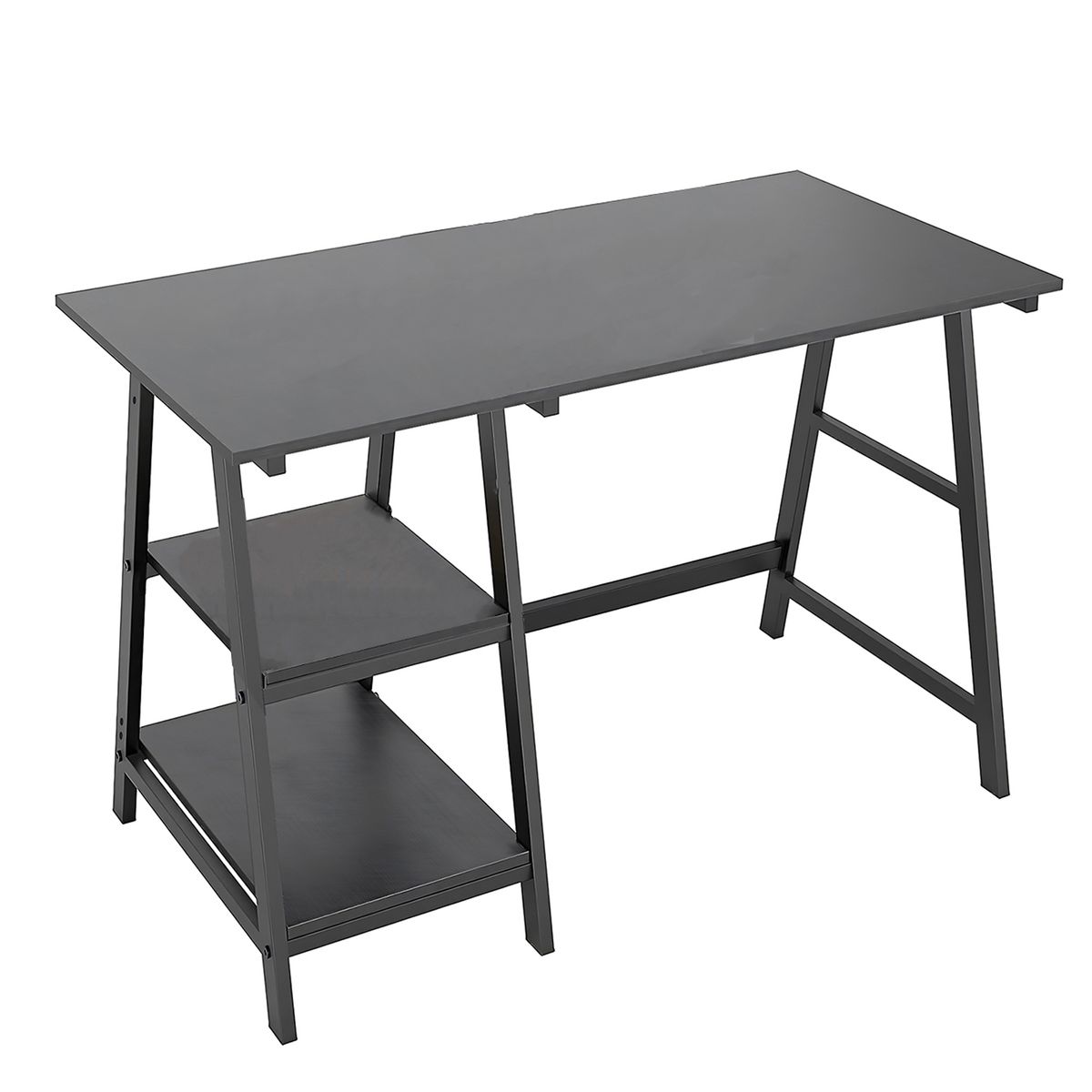 120cm Computer Home Office Writing Desk 2 Shelves Reversible Storage