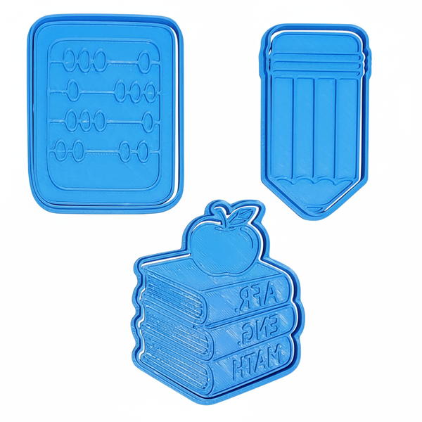 Back-to-School Cookie Cutter &amp; Stamp Set - 3-Piece Medium - 8 cm