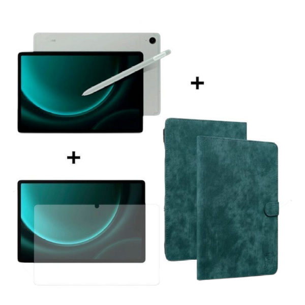 Samsung Galaxy Tab S9 FE Wi-Fi Tablet Mint + Screen Protector + Book Cover