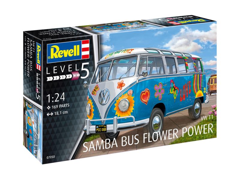 Revell 1/24 VW T1 Samba Bus "Flower Power" Plastic Model Kit