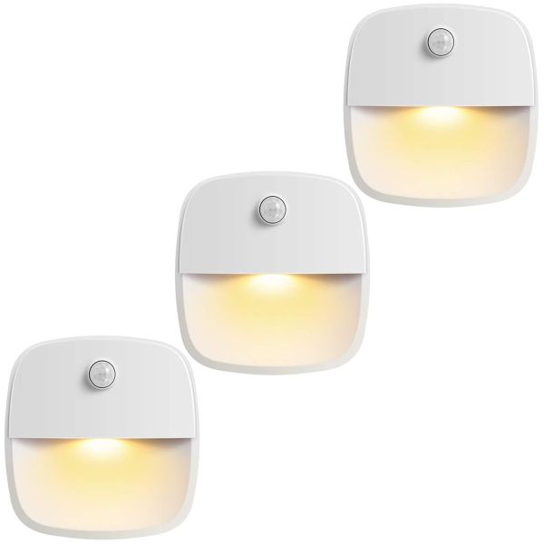 QYNIAL Motion Sensor Night LED Light Battery Powered LED Indoor Lamp 3 Pack