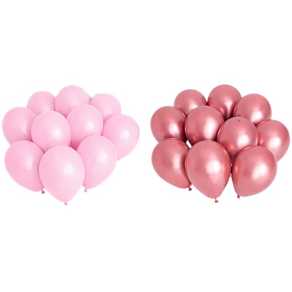 30 Piece Pastel Pink &amp; Metallic Rose Gold Latex Balloon Party Decor Set