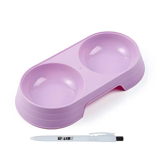 Assorted Convenient Pets Food/Water Dual Compartment Bowl With ReVibe Pen