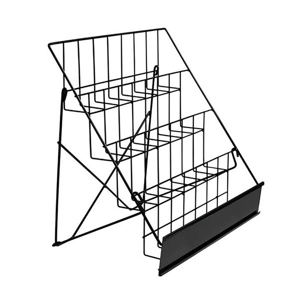 4 Tier Book Display Rack Metal Wire Countertop Book Magazine Display