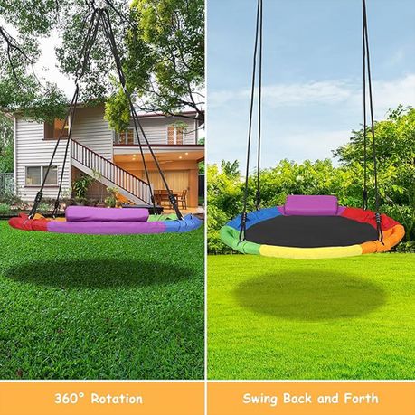 40'' Saucer Swing Outdoor Round Platform Tree Swing with Pillow