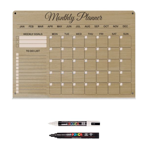 Beige Acrylic Write &amp; Wipe Monthly Planner With image