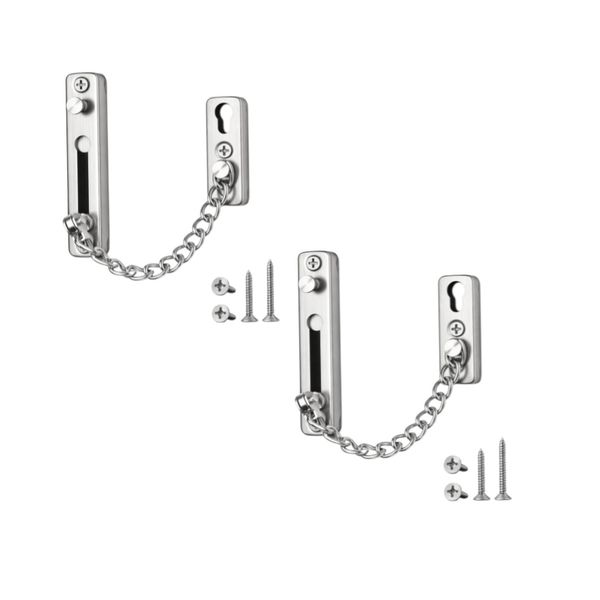 2 Pack - Stainless Steel Safety Guard Door Security Chain Lock