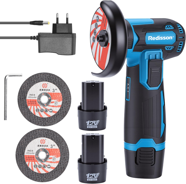Redisson Cordless Mini Angle Grinder Kit with 2×12V Lithium Batteries
