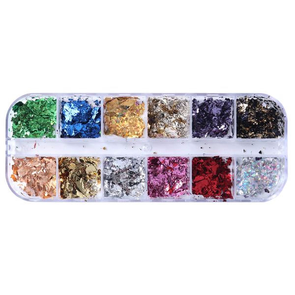 Nail Glitter Foils 12Colors Sparkly Ultra-Thin Nail Art Bright Foil Sticker