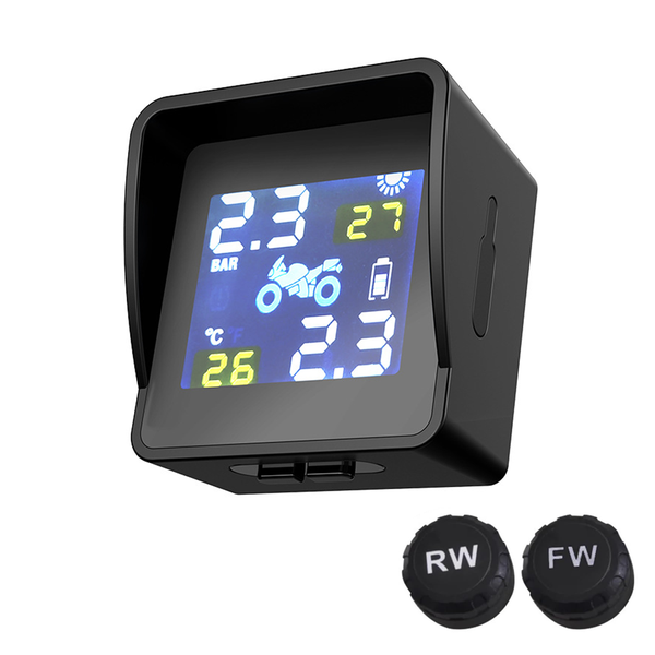 Tire Pressure Monitoring Motorcycle Solar TPMS System with2 External Sensor
