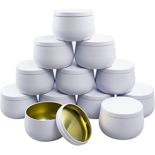 with Lids- 12Pcs Candle Jars, 8Oz Metal Tins, for DIY (D)