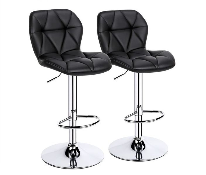 Bar Kitchen Counter Modern Swivel Bar Stools - Set of 2 - Black Colour