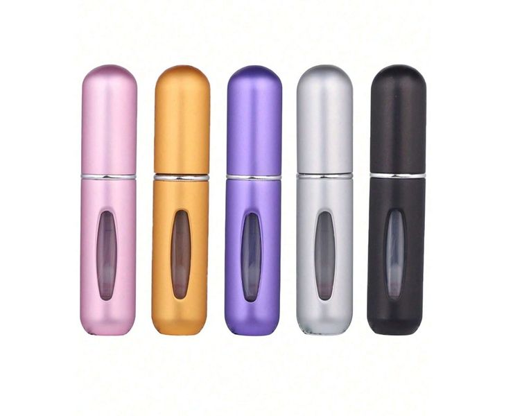 5-Piece Mini Refillable Perfume Bottles With Fine Mist Dispersion -Multicolor
