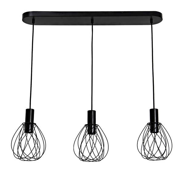 Inspire metal black tri - pendant light e27 d18cm