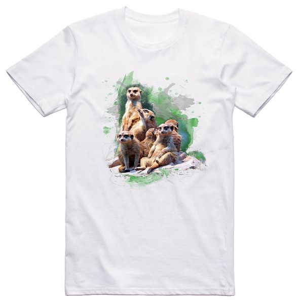 Wildlife: Meerkats Short Sleeve T-Shirt - White