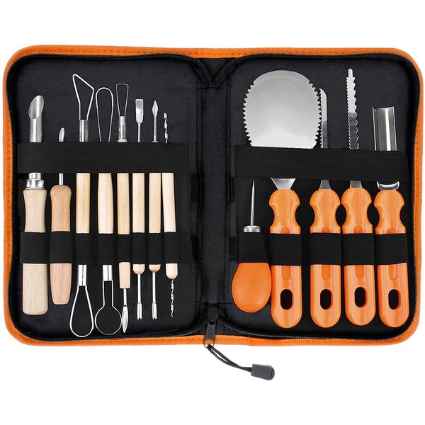 13 Piece Stainless Steel Pumpkin Carving Tools Kit with Storage Bag