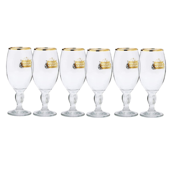Limited Edition Gold Logo Stella Artois Chalice Beer Glass Set