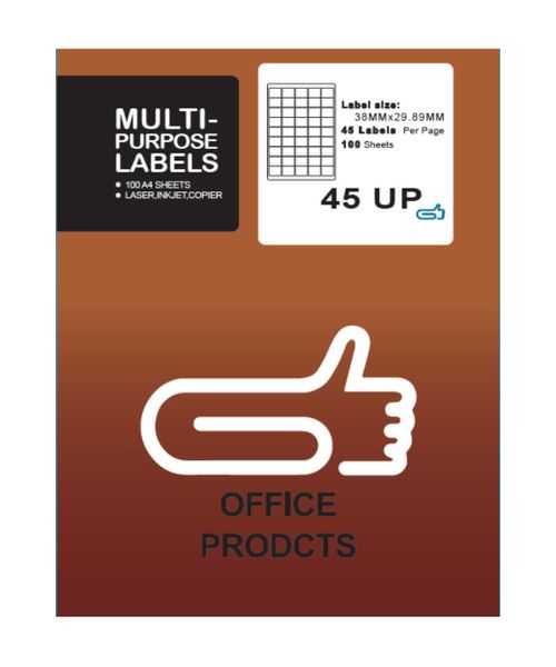 45 Up Labels Self Adhesive A4 Size - 100 Sheets - The Clip