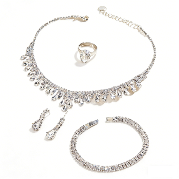 ZELTRYN Light Luxury Niche Multi-Row CZ Silver Necklace Set