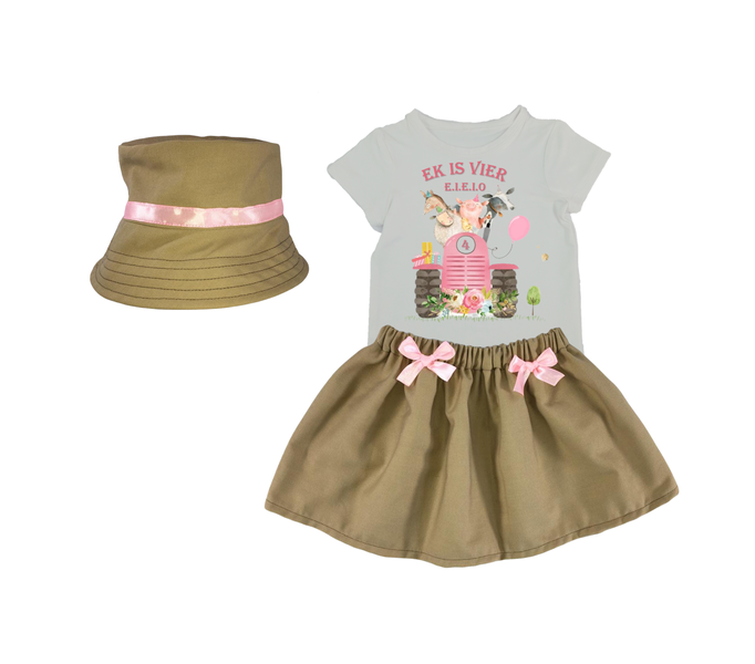 Fourth Birthday - Shirt/Skirt &amp; Hat - Farmer - Afrikaans