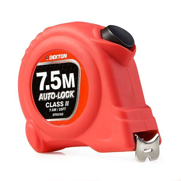 Dekton 7.5m x 25mm High Visibility Self-Locking Tape Measure - Red