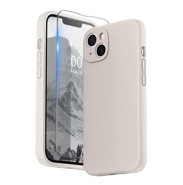Silicone Cover + Screen Guard Combo Compatible with iPhone 14 Plus-Purple
