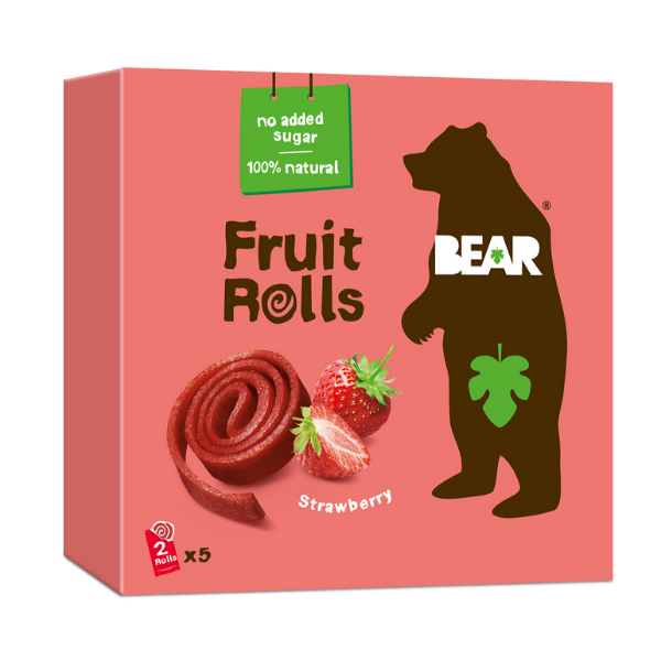 BEAR Fruit Rolls Strawberry Full Case 6 units of 5 x 2 rolls (6 x 100g)