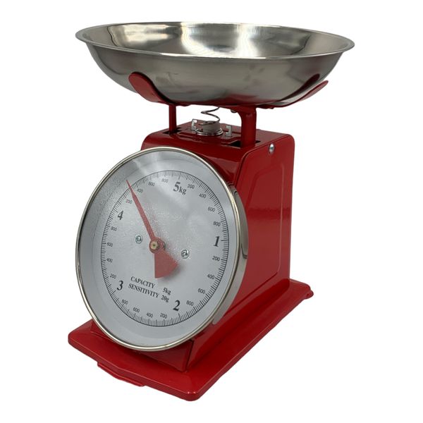 Kitchen Scale 5Kg Red With Stainless Steel Bowl