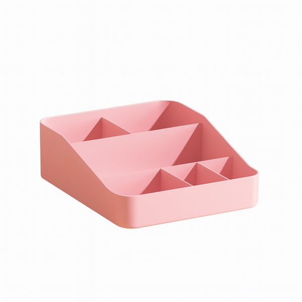 Pink Makeup Storage Organiser - Cosmetics &amp; Vanity Desk Display Box
