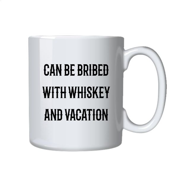 Whiskey and Vacations Coffee Mug - Best Funny Novelty Gift Idea for