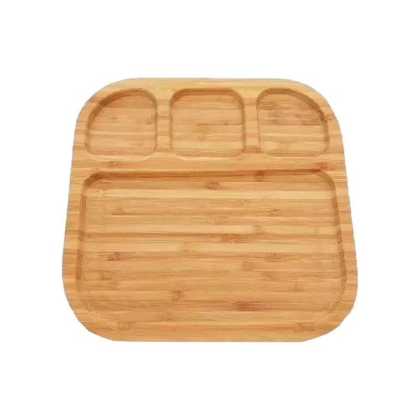 Bamboo 4 Grids Divided Snack Plate Tray